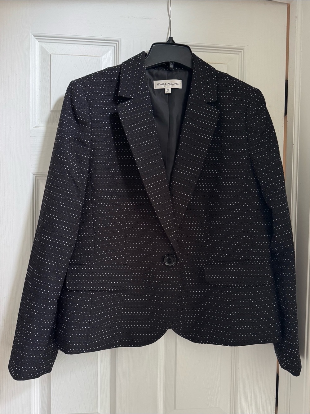 Evan Picone Black Blazer with White Microdot Pattern